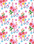 Whimsical Pink Rose Floral Pattern Rug