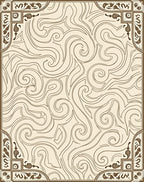 Ornate Swirls Decorative Border Pattern Rug