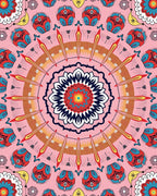 Vibrant Radial Floral Pattern Rug
