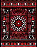 Intricate Red White Abstract Forest Pattern Rug