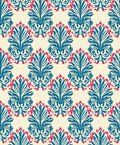Teal Coral Floral Damask Pattern Rug