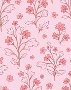 Pink Delicate Floral Branch Pattern Rug