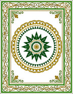 Ornate Green Gold Central Medallion Rug