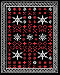 Black Red White Snowflake Pattern Rug