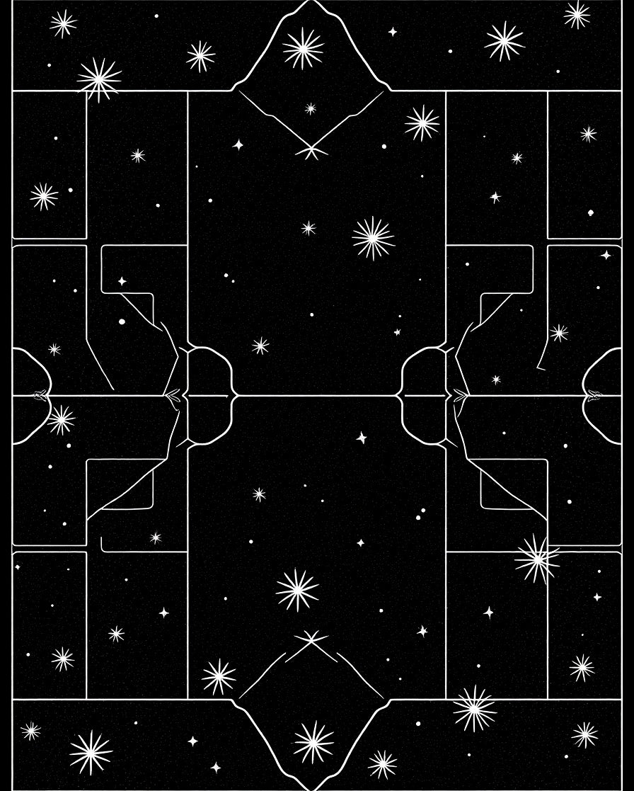 Celestial Line Art Star Pattern Rug