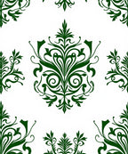 Elegant Symmetrical Green Floral Pattern Design Rug