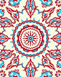 Red Blue Radial Pattern Rug