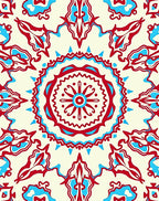 Red Blue Radial Pattern Rug