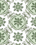 Green Floral Medallion Swirl Pattern Rug