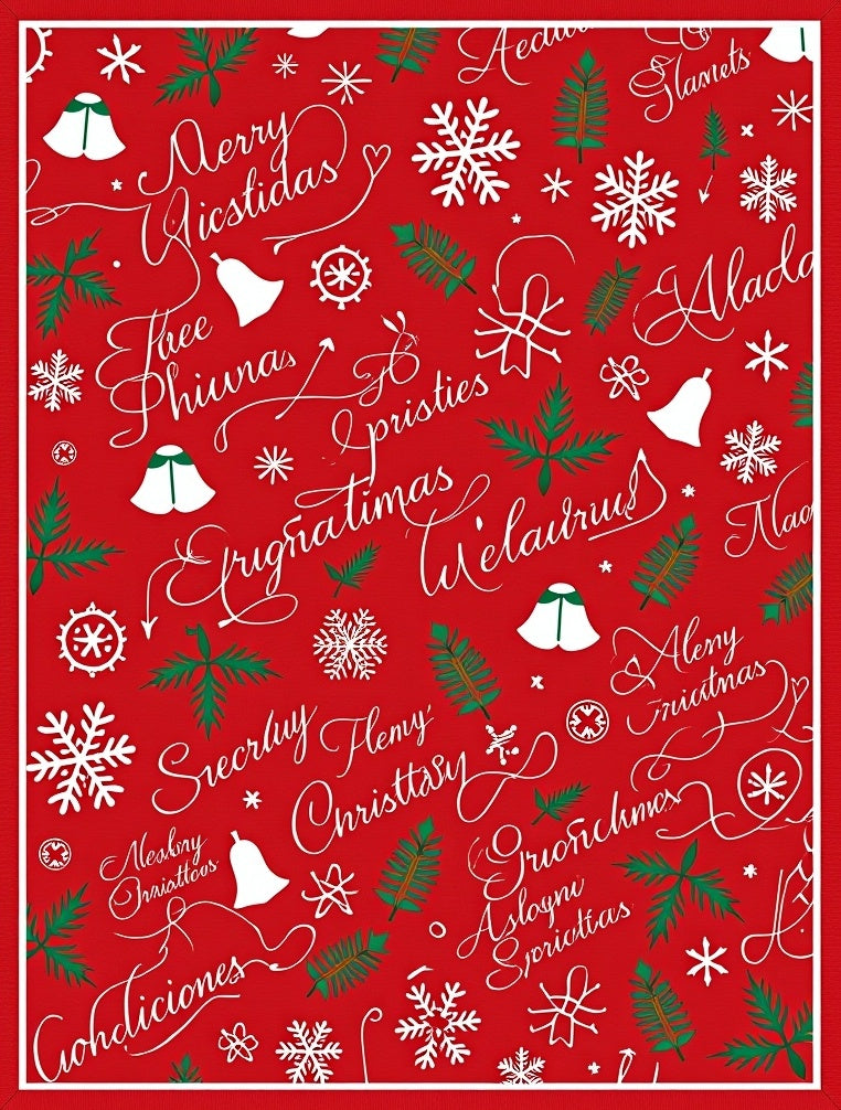 Christmas Script Red Pattern Rug