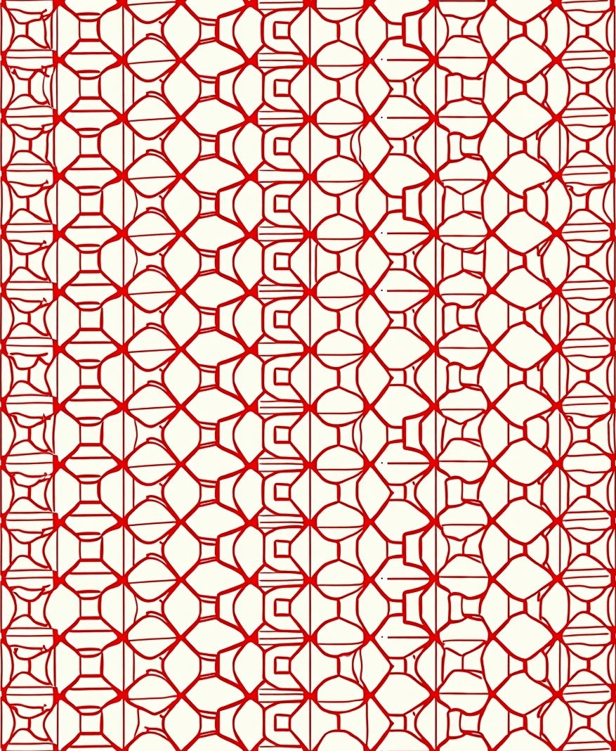 Bold Red Geometric Lattice Pattern Rug