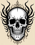 Intricate Skull With Flames Pattern Rug