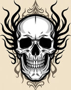 Intricate Skull With Flames Pattern Rug