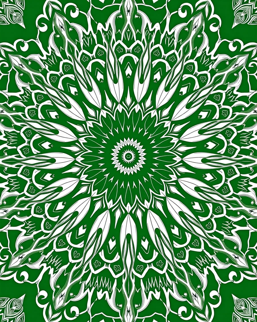 Emerald Floral Intricate Mandala Design Rug