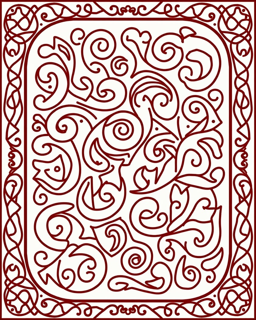 Classic Red Swirls Flourish Pattern Rug