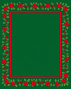 Red Flower Green Borders Rug