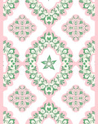 Pink Green Floral Medallion Pattern Rug