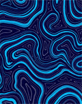Abstract Blue Swirls Topographic Pattern Rug
