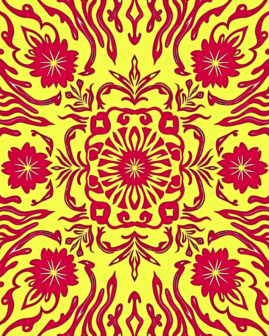 Radiant Red Floral Medallion Pattern Rug