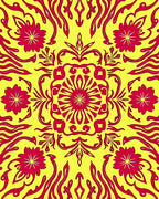 Radiant Red Floral Medallion Pattern Rug