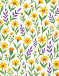 Yellow and Purple Floral Pattern Design Rug