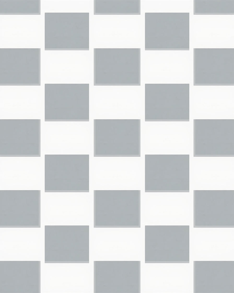 Alternating Grey White Rectangle Pattern Rug
