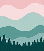 Layered Wave Trees Pattern Rug