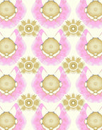 Gold Pink Floral Mandala Pattern Rug