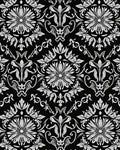Classic Black White Floral Damask Rug