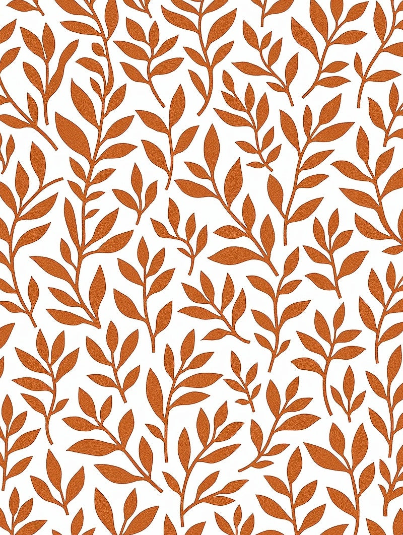 Contemporary Orange Leaf Pattern Rug