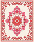 Pink Floral Medallion Border Design Rug