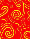 Bold Red Yellow Swirl Pattern Rug
