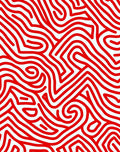 Bold Red Abstract Maze Pattern Rug