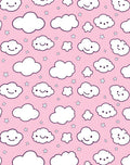 Cute Smiling Clouds Stars Pink Print Rug