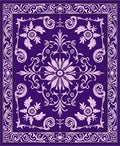 Classic Floral Scrollwork Indigo Pattern Rug