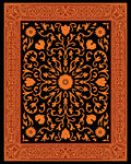 Orange Floral Medallion Border Rug