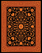 Orange Floral Medallion Border Rug