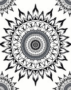 Monochromatic Mandala Sunburst Pattern Design Rug