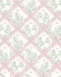 Feminine Floral Ribbon Lattice Pattern Rug