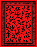 Crimson Black Branch Floral Medallion Rug