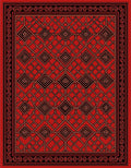 Bold Geometric Lattice Red Pattern Rug