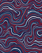 Abstract Red White Blue Swirl Pattern Rug