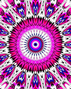 Vivid Pink Blue White Kaleidoscope Rug