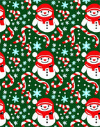 Joyful Snowman Candy Cane Snowflake Scatter Rug