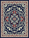 Ornate Floral Vines Navy Rug