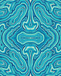 Abstract Blue Wavy Organic Pattern Rug