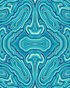 Abstract Blue Wavy Organic Pattern Rug