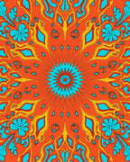 Bold Retro Floral Mandala Design Rug