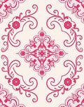 Pink Floral Scrollwork Design Rug