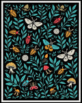 Black Beetle Butterfly Floral Rug